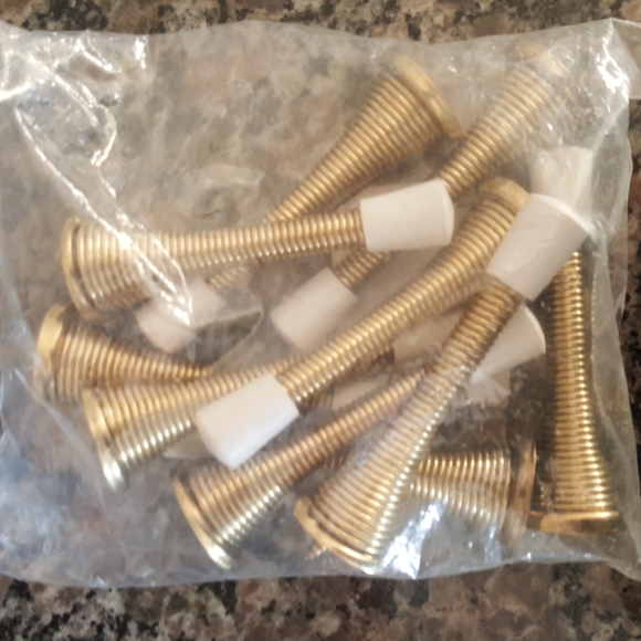 10 pack door stop polished brass new in package with plastic protective end - Picture 1 of 4